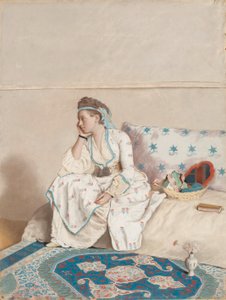 Marie Fargues的肖像，艺术家的妻子，土耳其服装 作者 让·埃蒂安·利奥塔